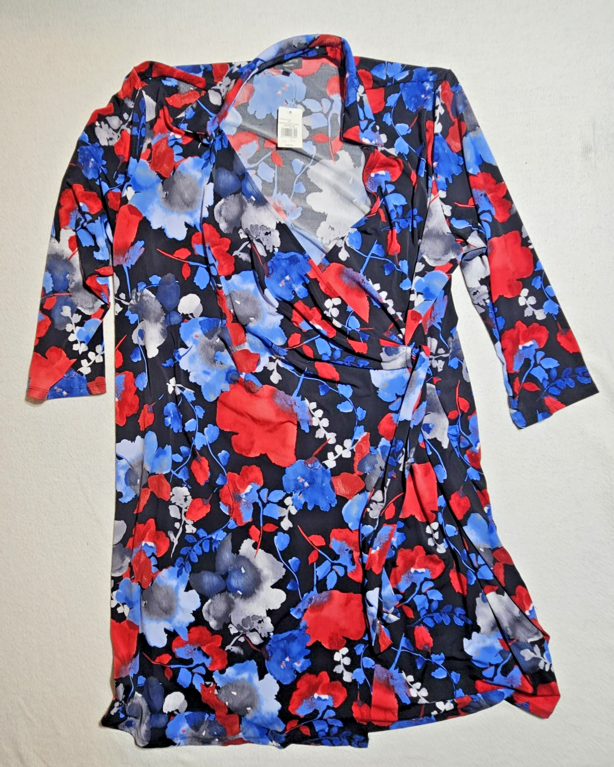 Wrap Dress Black Red & Blue Floral Women's 3X By The Limited Collection