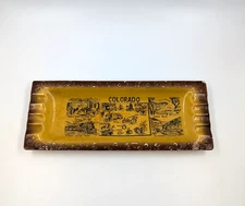 Vintage Colorado Souvenir Ceramic Ashtray Unique 10" Rectangle Collectible Decor