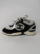 Chanel Black/Silver Suede and Mesh CC Low Top Sneakers Size 36 EU/ 6 US/ 3 UK
