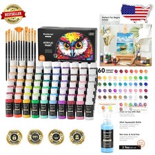 Acrylic Paint Set 72 Pack: 60 Vibrant Colors,...