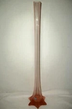 Handblown Glass Czech Bohemia Crystalex Vase Stretch Long Neck Pink 24 In Rare