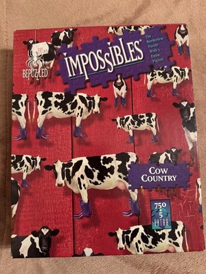 Bepuzzled Impossibles Cow Country Puzzle, 750 + 5 Pcs, 2001, UGC, New Open Box