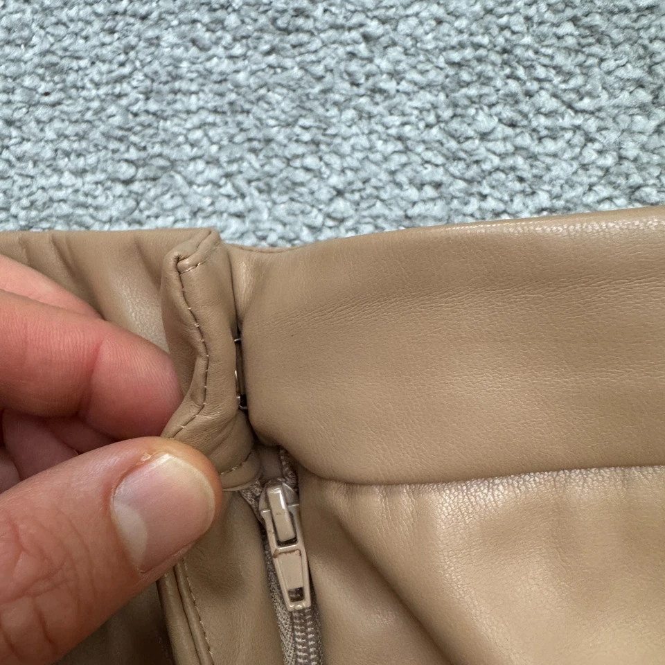 Alexia Admor Faux Leather Trouser Pants Women 9 Tan Camel Straight Leg High Rise - Image 4 of 4