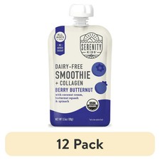  Pack of 12 Serenity Kids Smoothie Berry Butternut Baby Food Puree 3.5 Oz