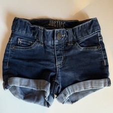 Girls Blue Denim Jean Short Size 7 Slim