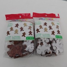 2 Creatology Felt Glitter Stickers Gingerbread Men Man 120 Stickers Each Pkg New