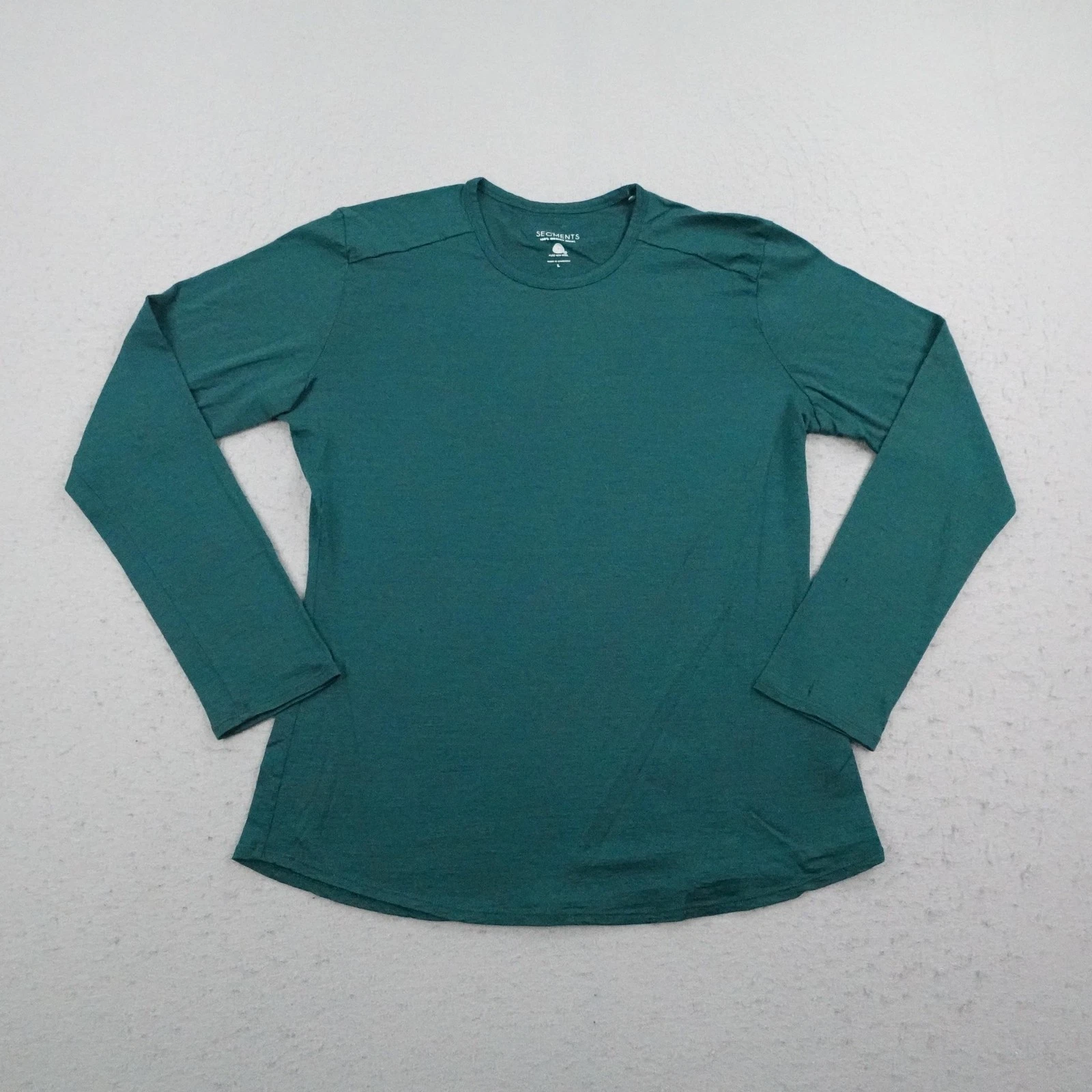 SEGMENTS Shirt Womens Large Green Merino Wool Base Layer Performance Hiking