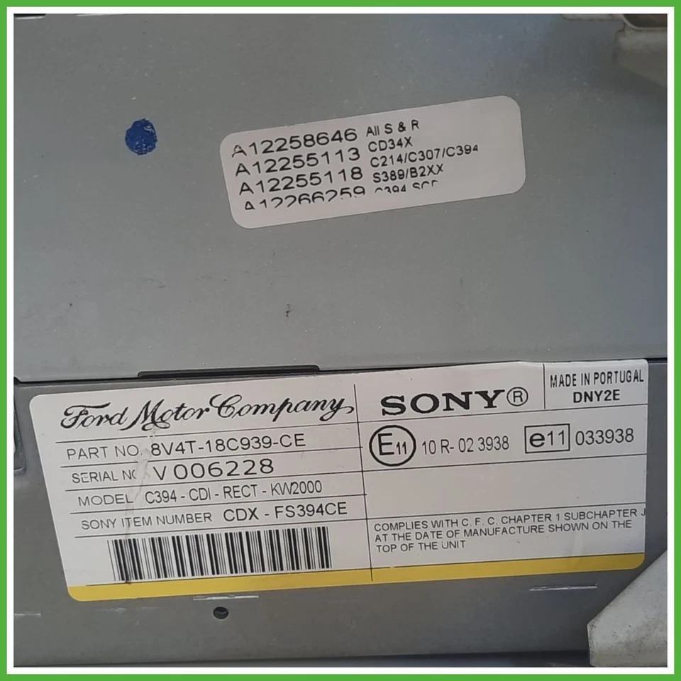 Autoradio FORD C-MAX CB3 1.6 1593651 2007 2011 SONY CDX-FS394CE - Immagine 4 di 4