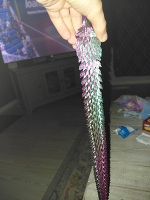 Handmade Fantasy Dragon Sculpture Purple Green Collectible Statue