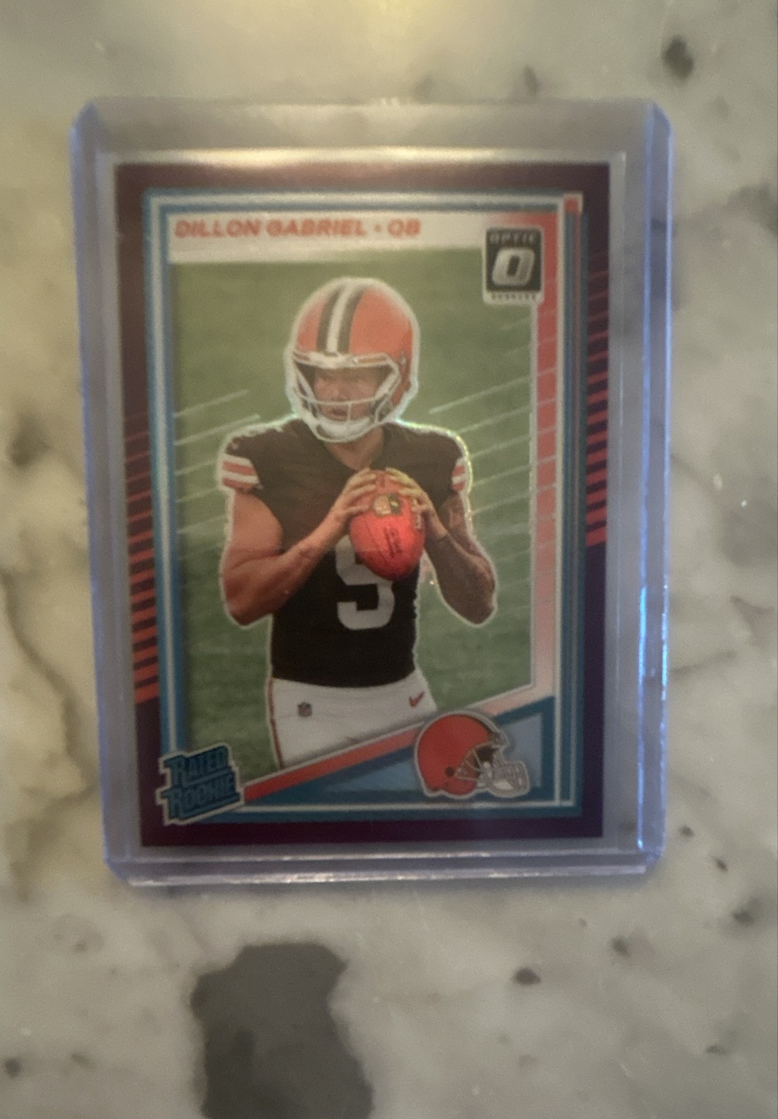 2025 Donruss - Rookie Dillon Gabriel #316 Optic Preview Purple Prizm /50 (RC)