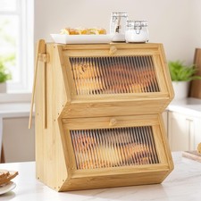 WOWLIVE Double Layer Bread Box for Kitchen Co...