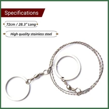 Stainless Steel Wire Saw Survivalist 72cm/28.3'' Pocket Wire Saw Easy Carry