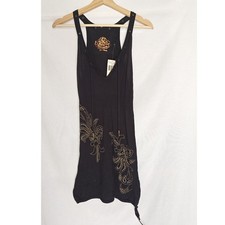 Guess Mini Dress Tunic Top Adjustable Black Studded Embellished Racerback New S