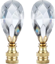 2 Packs Teardrop Clear Crystal Lamp Finial Lamp Decoration for Lamp Shade wit...