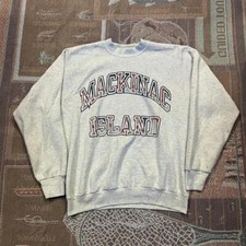 Grey and plaid vintage 90s Mackinac Island sweatshirt