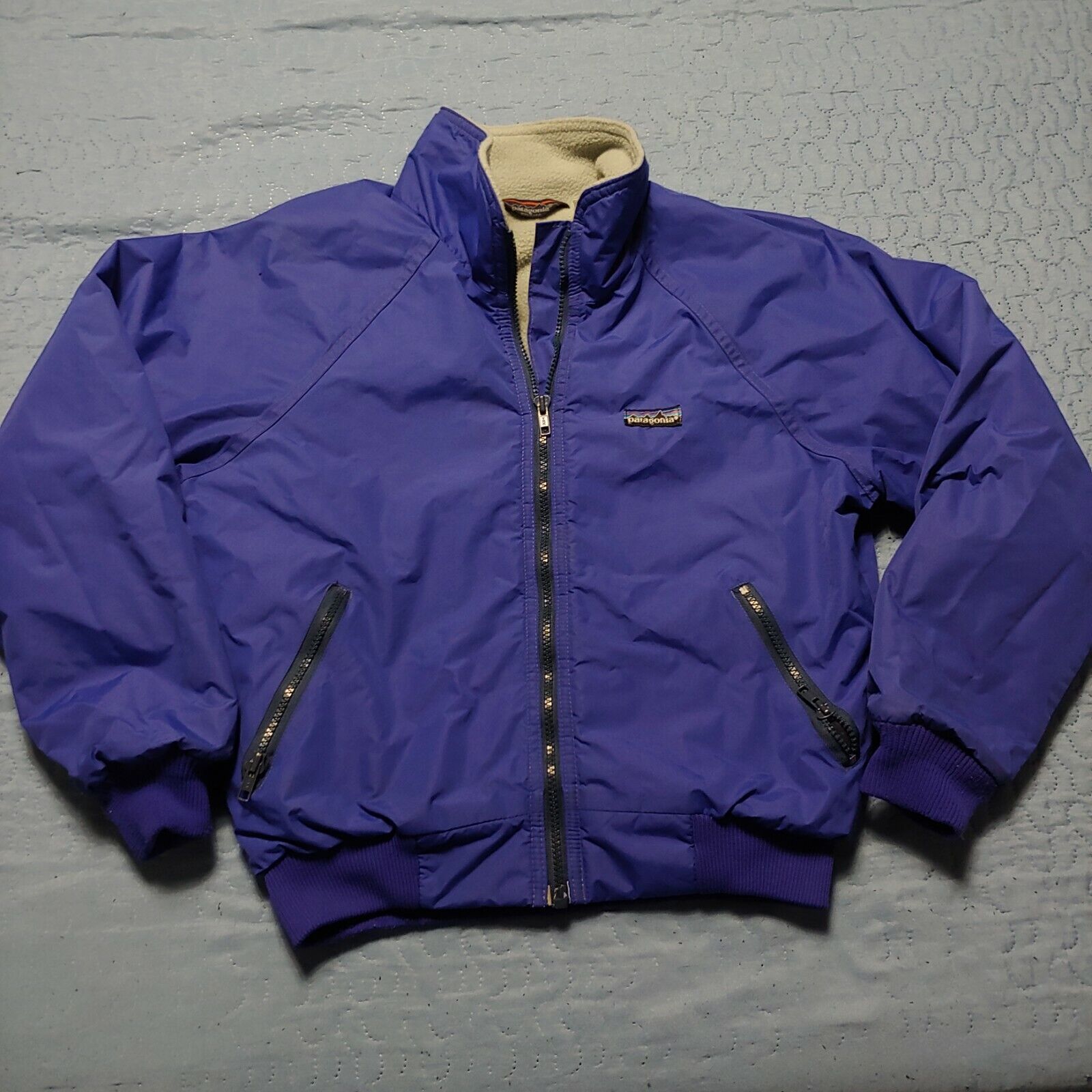 Vintage Patagonia Blue  Jacket Full Zip Fleece Lined Womens Sz 7 / 8 made in USA