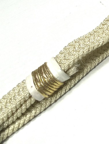 Vintage 80er Statement Gürtel Stretch Strick Webart Paisley Metallschnalle Gold Elfenbein - Bild 7 von 7