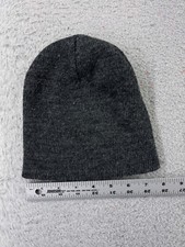 Beanie Toque Youth One Size Dark Gray Knit Acrylic Blend Winter Snow Ski