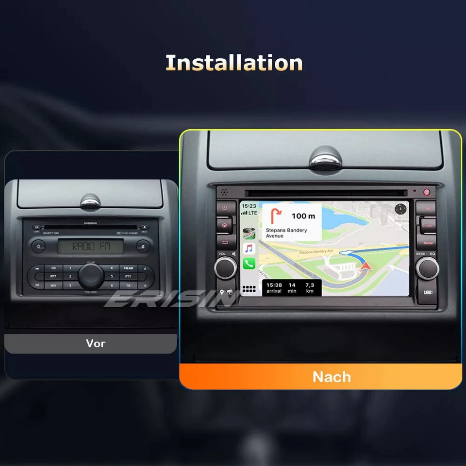 8-Kern 64GB Doppel Din Android 14 Autoradio Navi DVD CarPlay DSP DAB+ WiFi DVBT2 - Bild 2 von 4