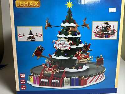 LEMAX SANTAS SLEIGH SPINNERS Christmas Tree item 14833 NIDB Sights and Sounds