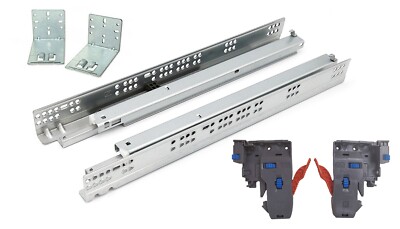 Pair Full/Ex Ball Bearing Zinc Soft Close Drawer Slide Undermount Rear Bracket