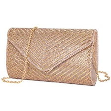 Women's Evening Handbags Envelope Clutch Purses Ladies Crossbody Bags Golden