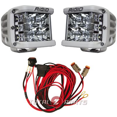 RIGID  D-SS Pro Spot LED Light Pods White Dually Side Shooters & Wire Harness