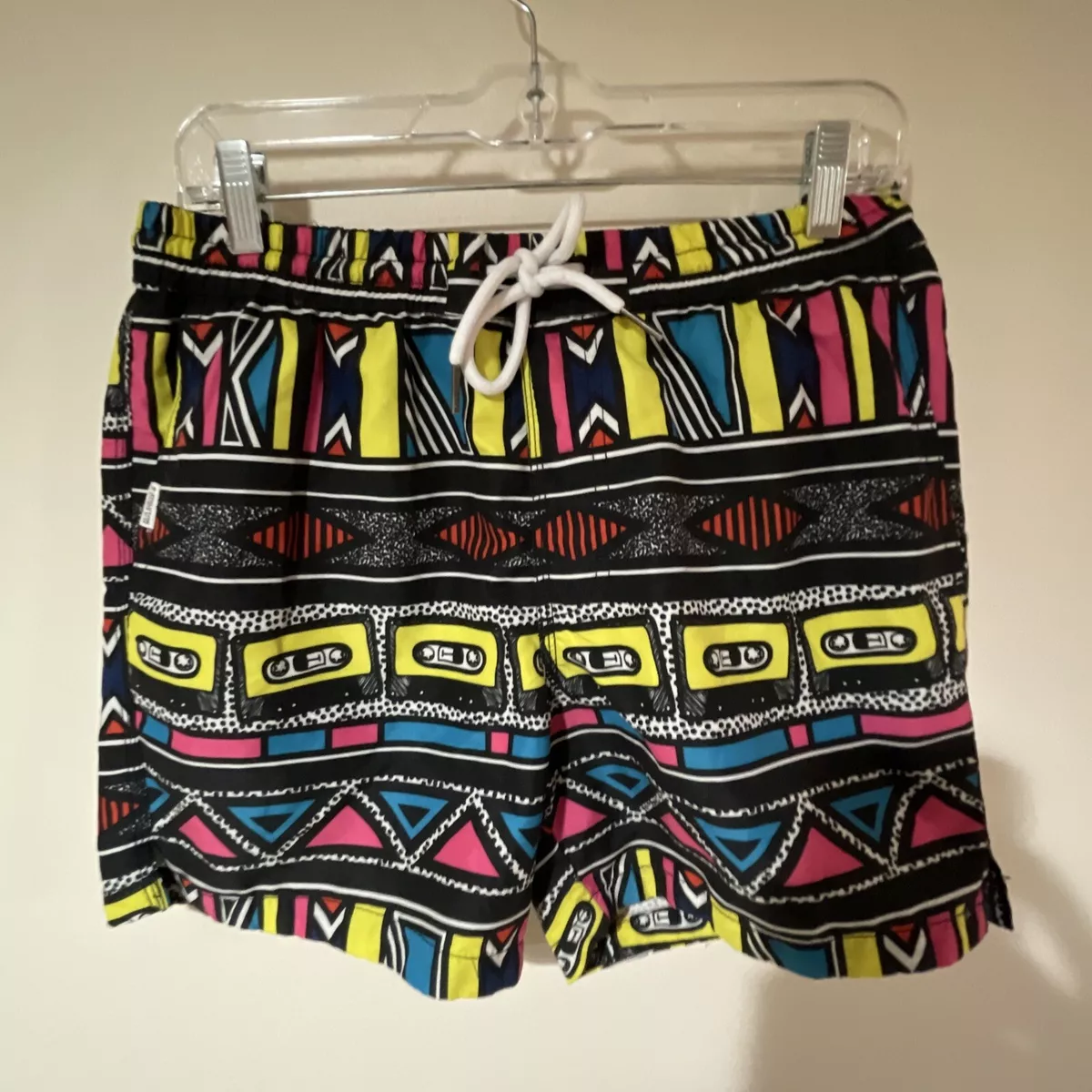 h m divided 90s Retro Shorts Adult 30 Vintage Style Geometric Tribal Hip Hop EUC