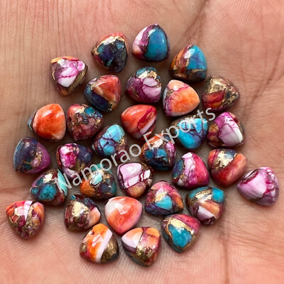Natural Pink Spiny Oyster Copper Turquoise Trillion 6x6 mm to 20x20 mm  Gemstone