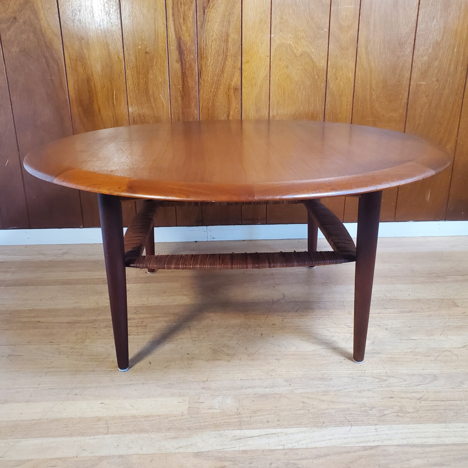 Vintage J Andersen for Silkeborg CFC Danish Modern Fine Teak Rattan Coffee Table