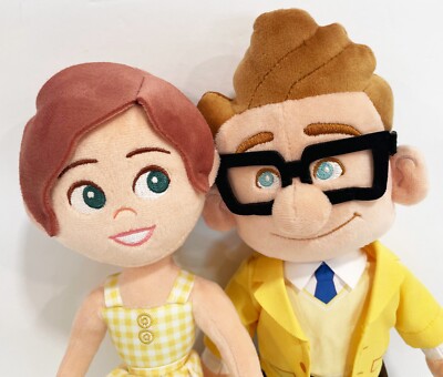 NEW Disney Store Parks Pixar UP Carl & Ellie Young Figure Stuffed Plush Doll Set