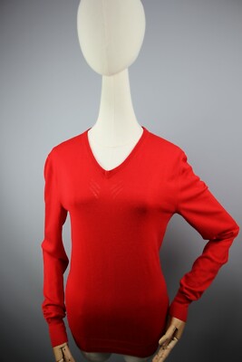 Dior Homme 100% Wool Tight-Knit Red V-Neck Sweater made in Dior Homme 100% Wool Tight-Knit Red V-Neck Sweater made in