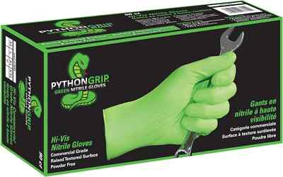 Eppco 7844 PythonGrip Hi-Vis Green Nitrile Gloves - Size L 100 count box