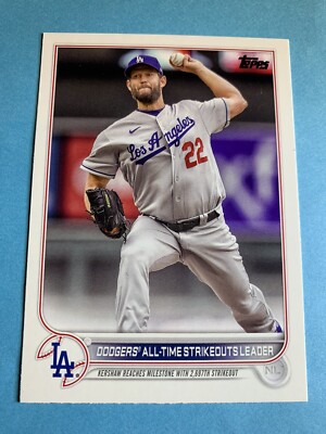 2022 Topps Update #US309 Clayton Kershaw Dodgers All Time Strikeouts Leader