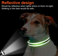 Joytale Reflective Green Adjustable Dog Collar Soft Neoprene Nylon Size M 14-20"