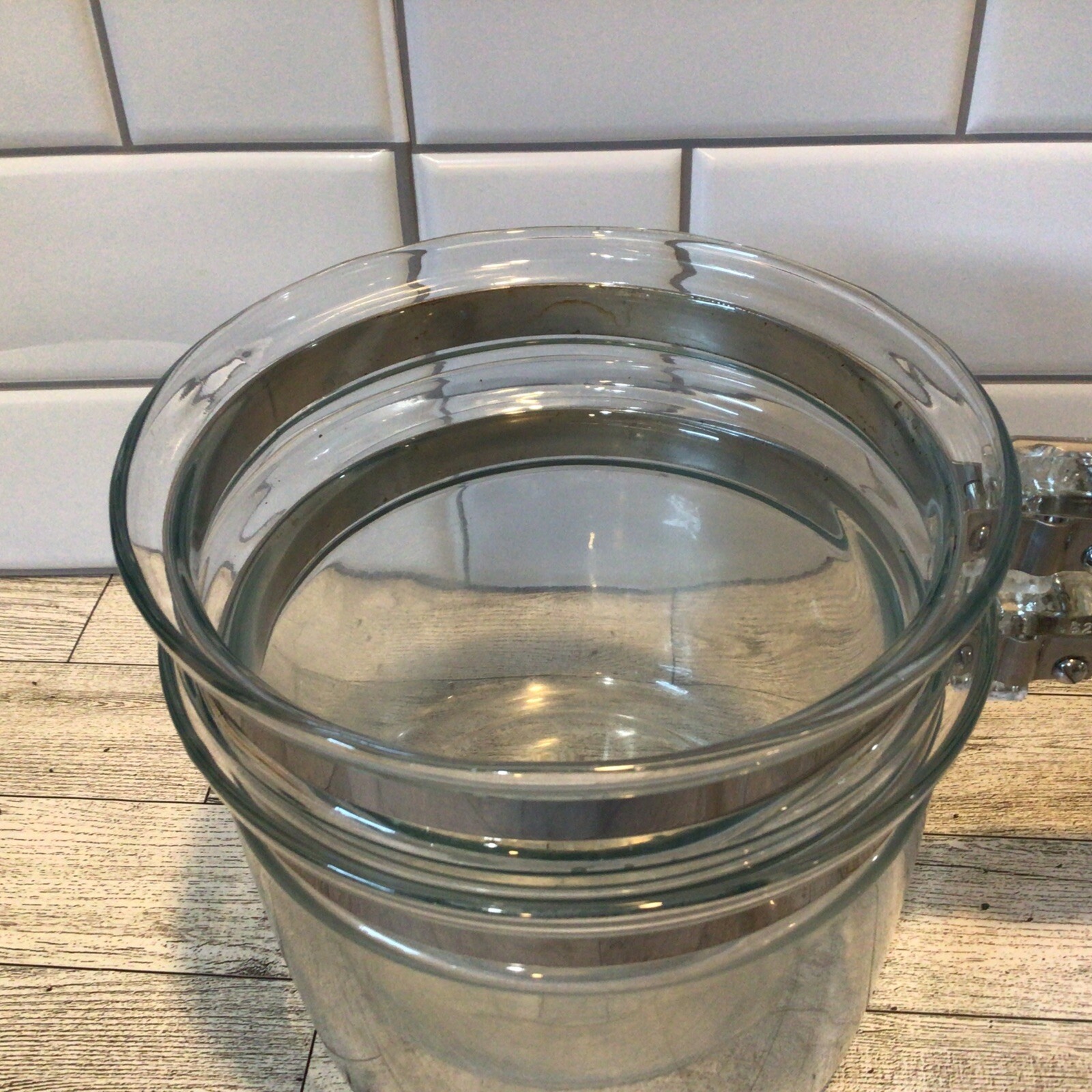 Vintage PYREX Flameware Clear Glass Double Boiler 6283 COMPLETE w/ Lid