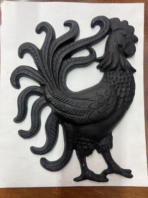 Black Cast Iron Rooster Decorative Wall Plaque Hanging Decor 325 8