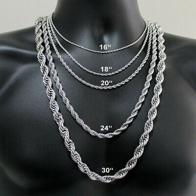 High Quality Mens Womens PU Leather Cord Necklace Twist Chain Stainless oy3