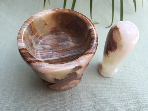 Mortar And Pestle Green Onyx Spice Herb Salt Pepper Grinder Medecine Kitchen - Picture 6 of 11