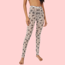 Free People Intimately Layered In Lace Sheer Leggings, Cream Floral. Medium. NWT