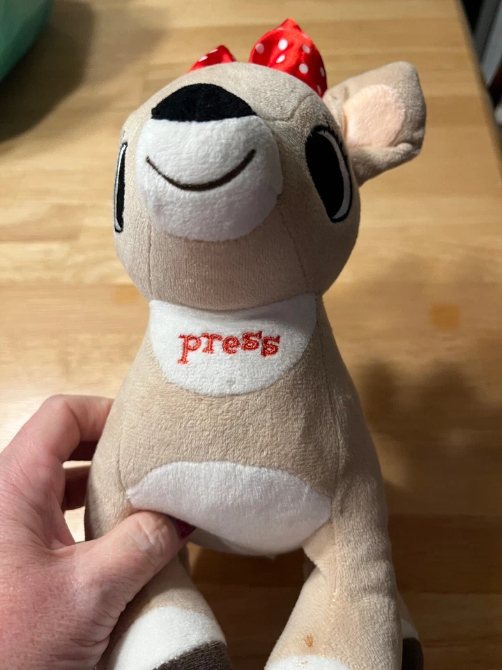 Arco de felpa Rudolph el reno nariz roja Clarice luces sonido funciona usado en excelente estado Foto 3 de 4