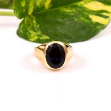 Natural Black Onyx Gemstone with 925 Sterling silver Gold Plated Ring for Men #8