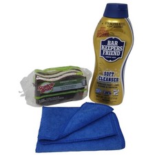 Bar Keepers Friend Soft Cleanser 26oz Scotch Brite Heavy Sponges 3 & Microfiber