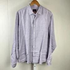 Untuckit Torontel Wrinkle Resistant Shirt Mens XL Purple Plaid 100% Linen