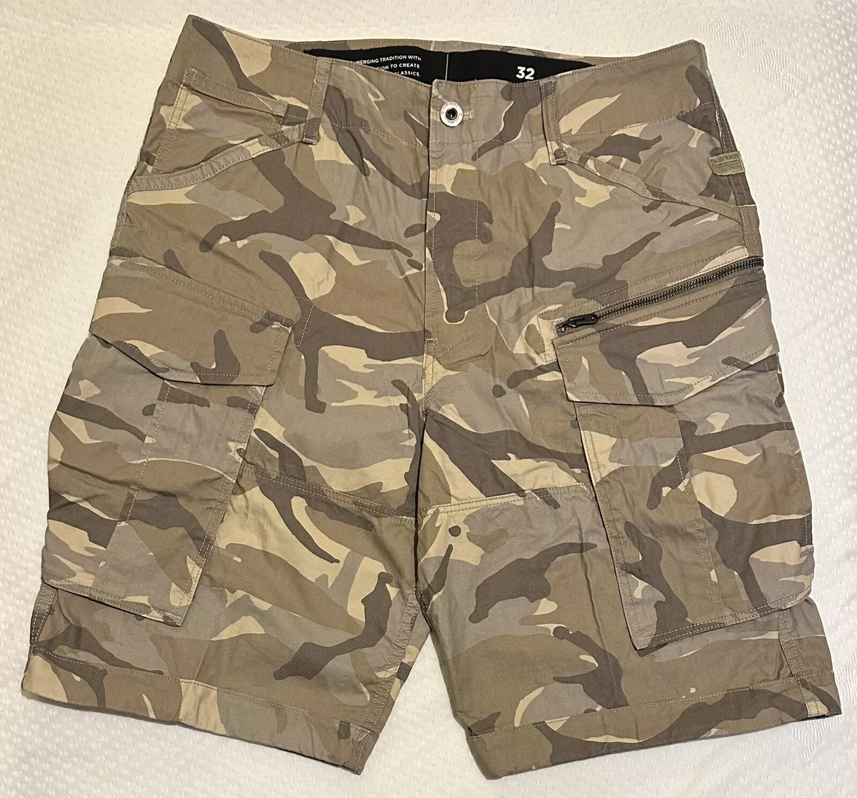 Mens G Star Raw Rovic Loose Shorts Brick Woodland Camo Size 32