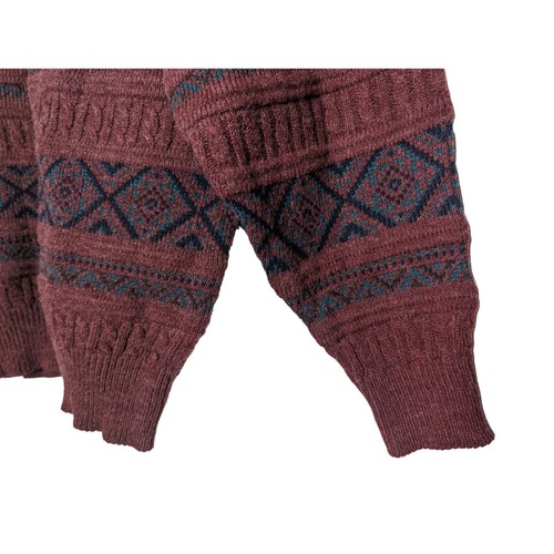 II SPORT Vintage V neck long sleeve pull over Aztec design Burgundy Sweater L - Picture 4 of 8