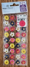Paper House 36 3D Puffy Stickers Flowers Primroses Pink White Yellow Red Blue