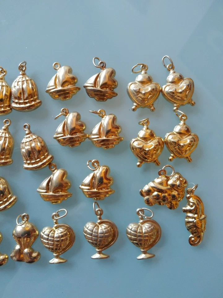 LOTTO MISTO CIONDOLI ARGENTO 925 DORATO CHARMS CUORI SILVER BIJOU CREAZIONI '70s - Immagine 3 di 4