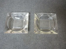 2-  Vintage Clear Glass Ashtrays