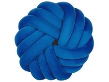 Dekokissen Knotenoptik 30 x 30 cm Geflecht Polyester Ovalform blau Akola